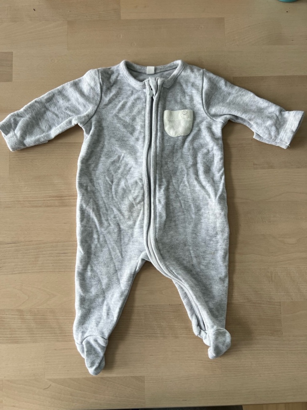 Mori Newborn Baby Onesie Organic Cotton Zipper Gray with White Accents